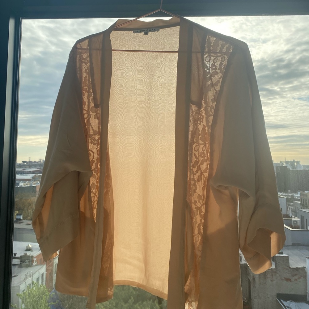 Falcon and Bloom Silk and Lace Cardigan (S)